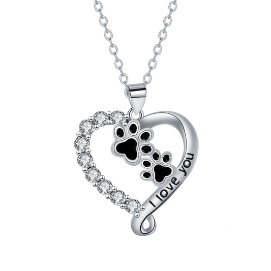 Heart-shaped Pendant Paw Necklace