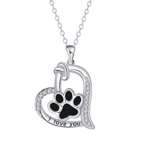 Heart-shaped Dog Paw Print Necklace