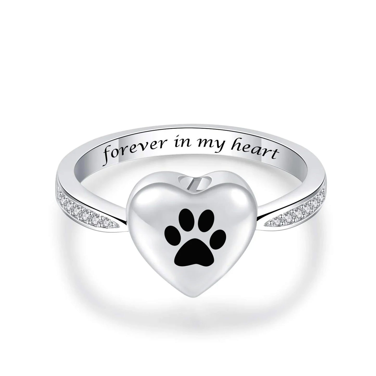 Love Heart Paw Print Urn Ring