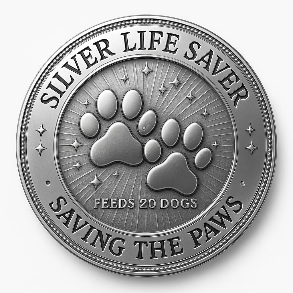 SILVER LIFE SAVER BADGE - FEEDS 20 DOGS